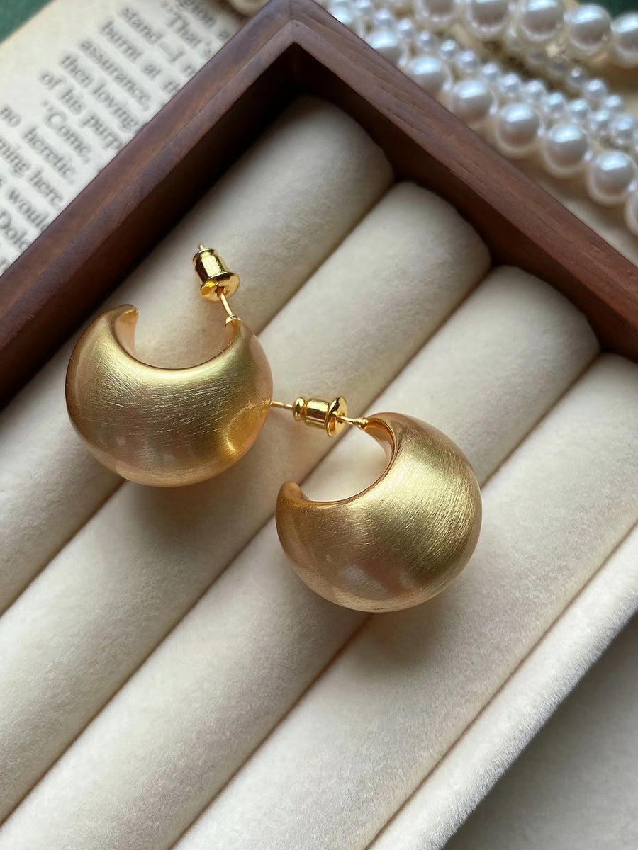 French Retro Matte Metal Earrings  - By Qivii