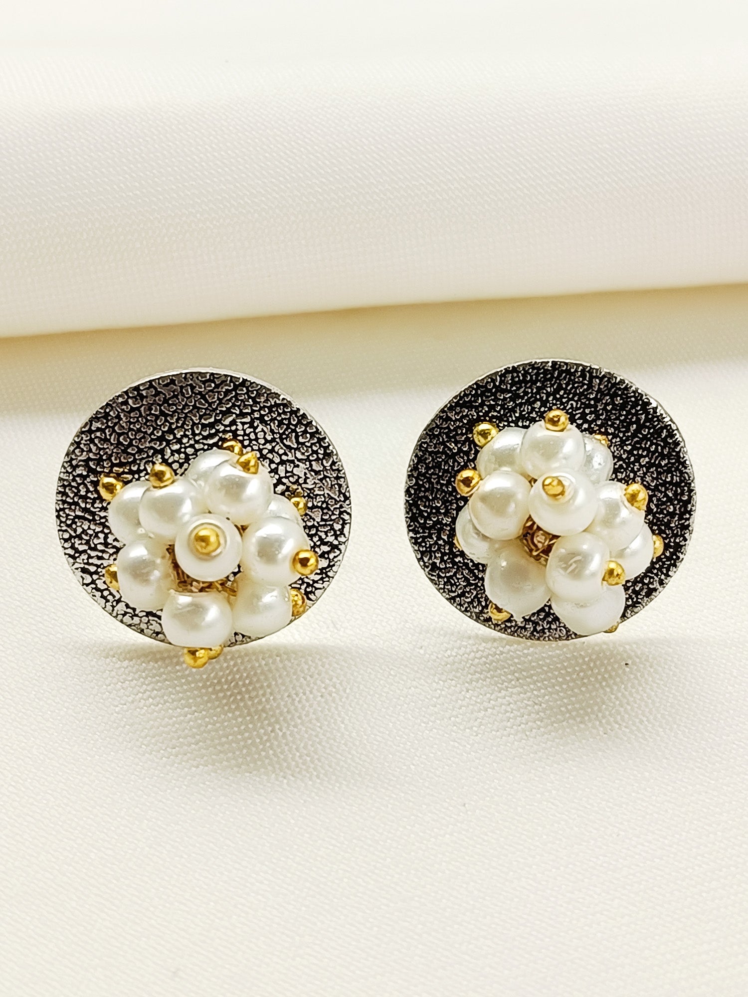 Pranami White Pearl Oxidized Tops