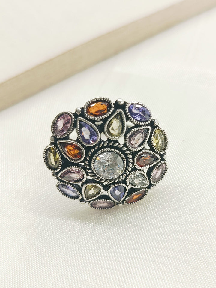 Nathalie Multi Colour Oxidized Finger Ring