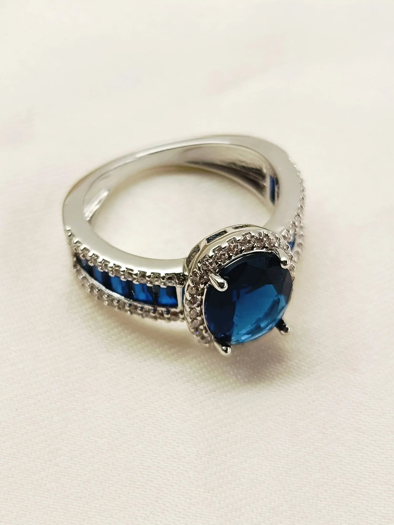 Taysha Navy Blue American Diamond Finger Ring