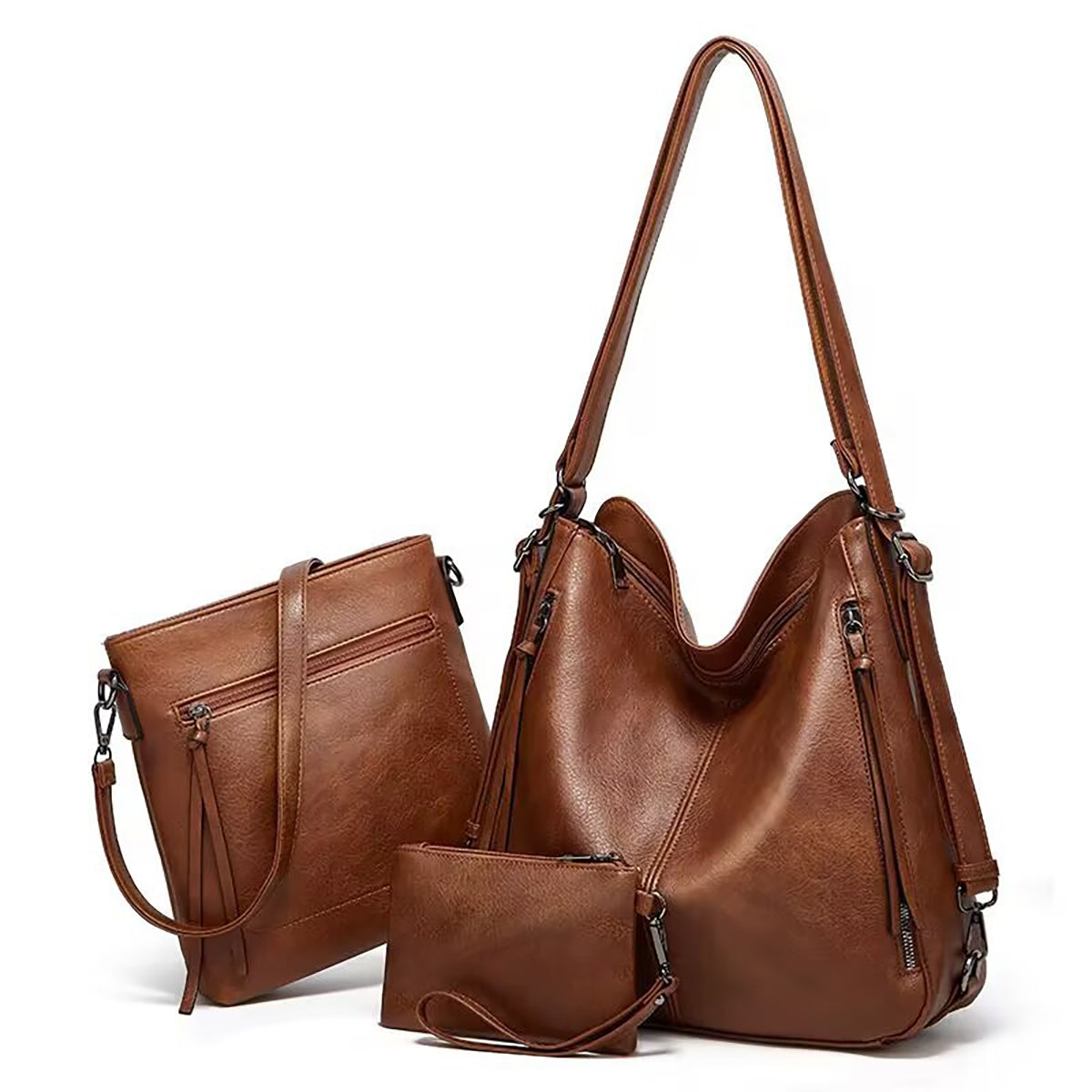 Ounamei Vegan Leather Hobo Tote Bag for Women | Multi-Way Carry Shoulder Crossbody Backpack Bag with Matching Wallet