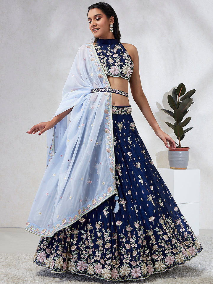 Georgette Sequins with Heavy Zarkan Embroidered Stitched Lehenga choli