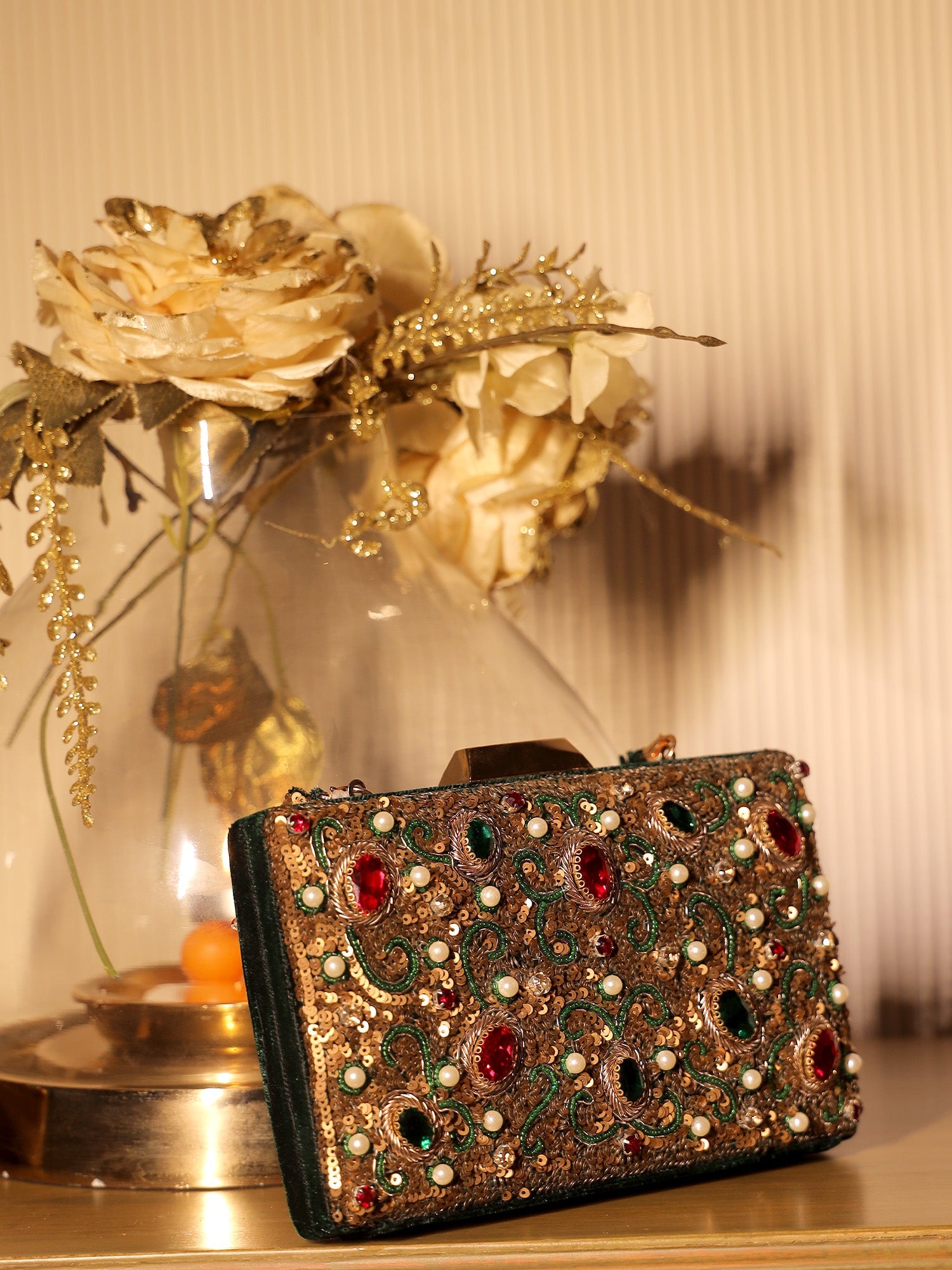 Zikar Green Evening Clutch - qivii