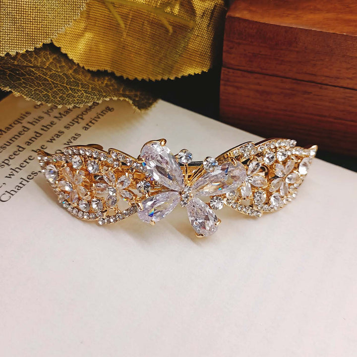 Gahna American Diamond Stone Gold Plated Hair Clip