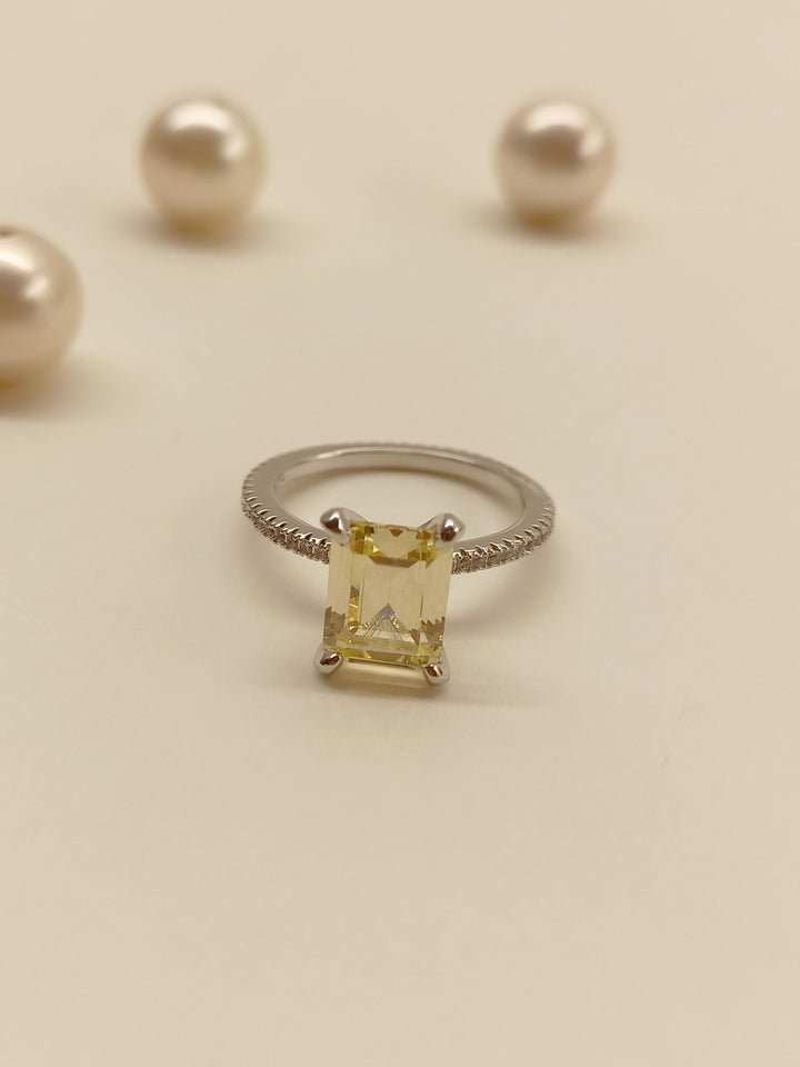  Elegant Kaneri Yellow American Diamond Finger Ring designed for timeless
beauty