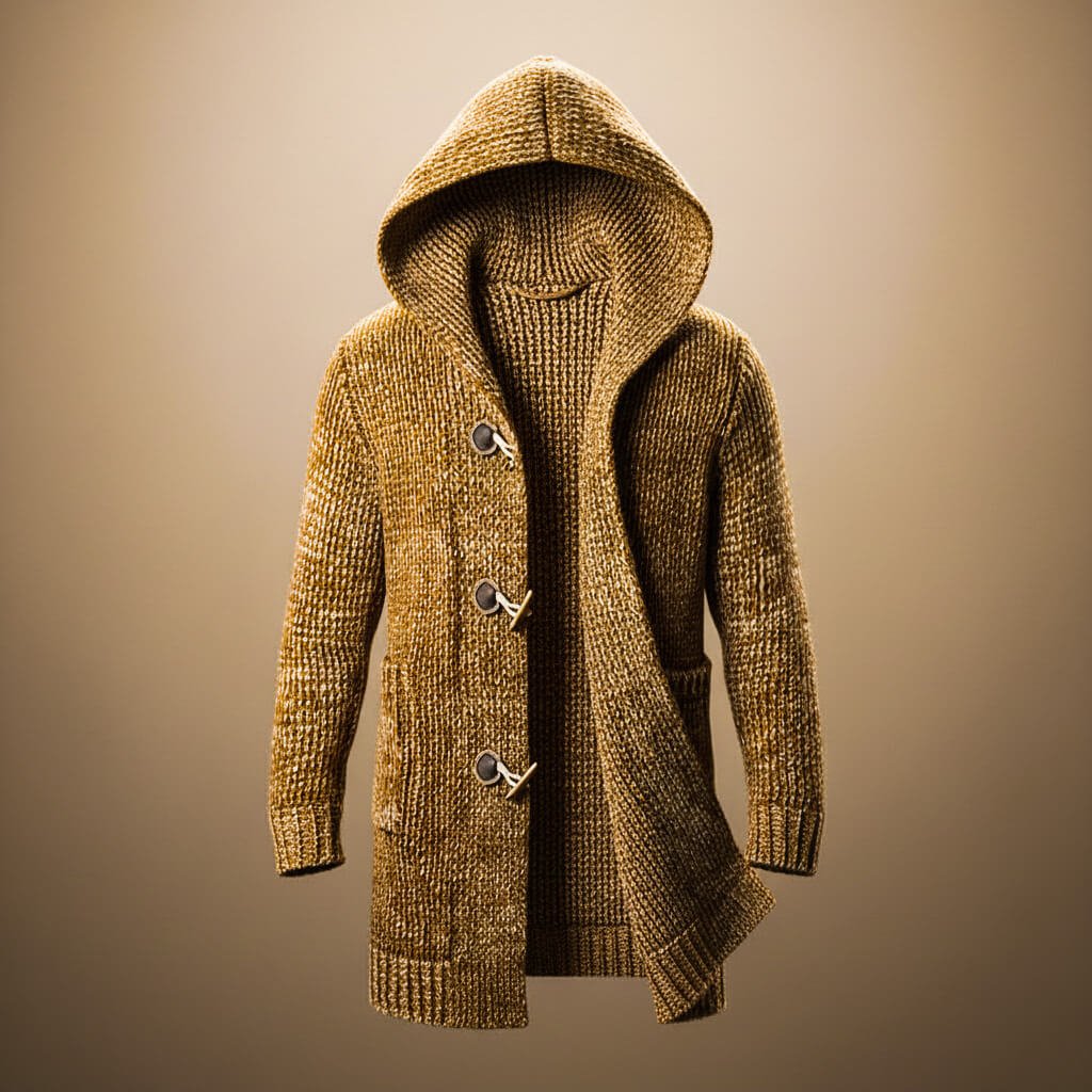 Adrian Wool Knit Hooded Cardigan  - By Qivii