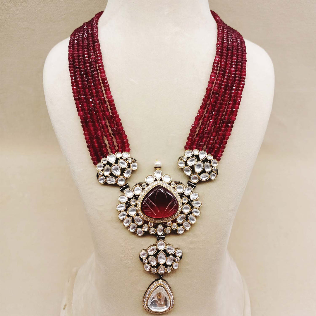 Raniya Maroon Gold & Rhodium Plated Victorian Set