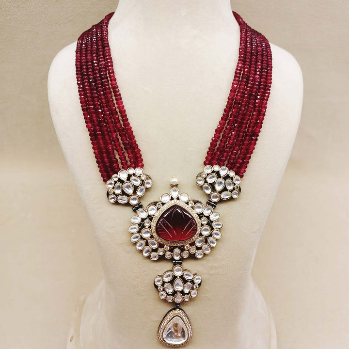 Raniya Maroon Gold & Rhodium Plated Victorian Set