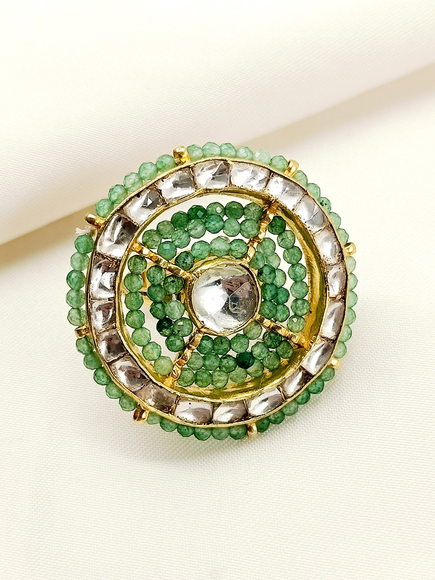 Koyna Mint Green Kundan Finger Ring