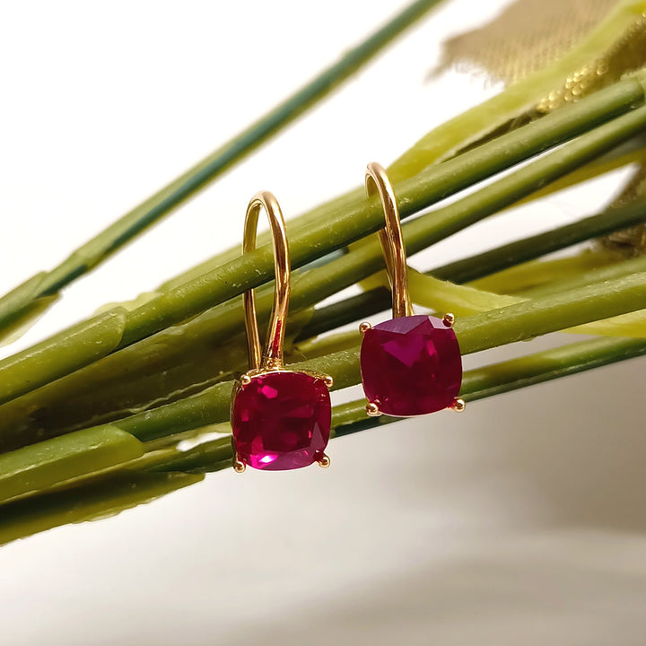 Kamya Rose Pink Stoned Gold Plated Hoops