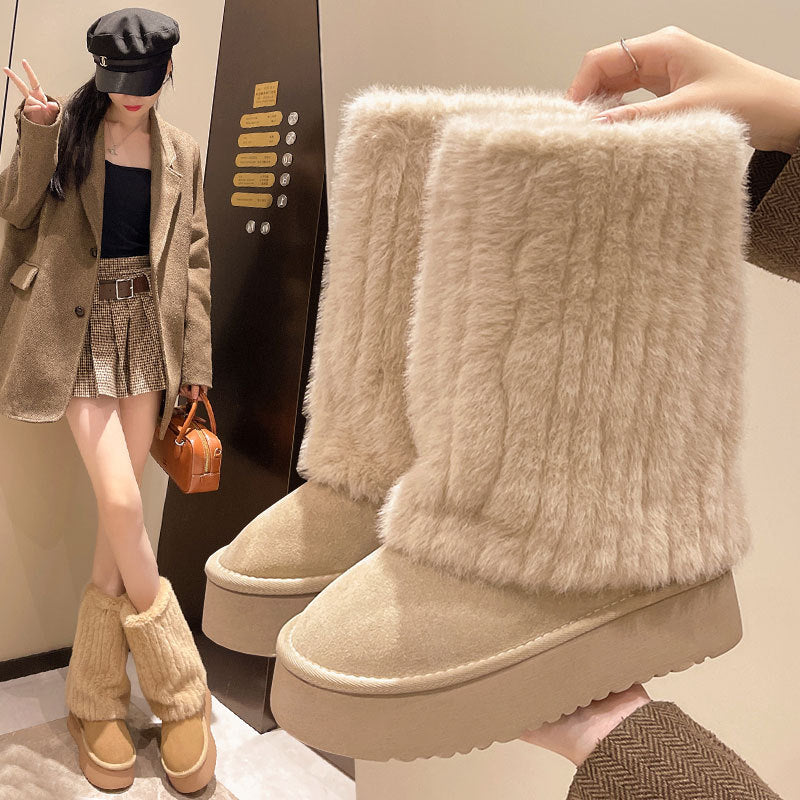 Women's SnugLift Mid Boots - Thermal Platform Snow Boots with Faux Fur (US 5-11)