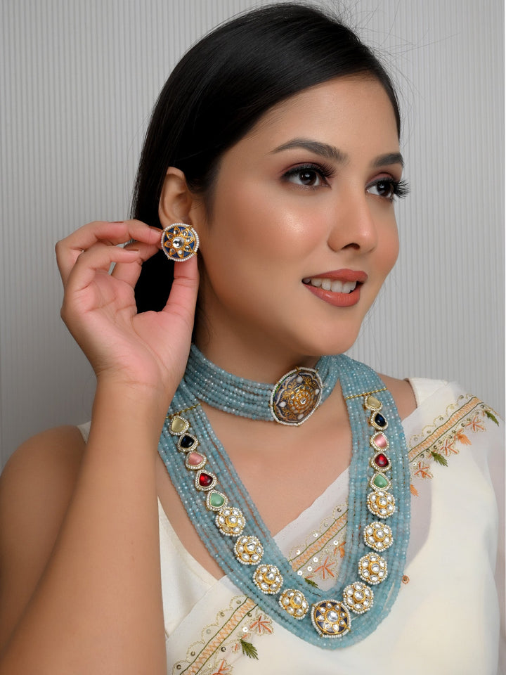 Artemis Sky Blue Kundan Set