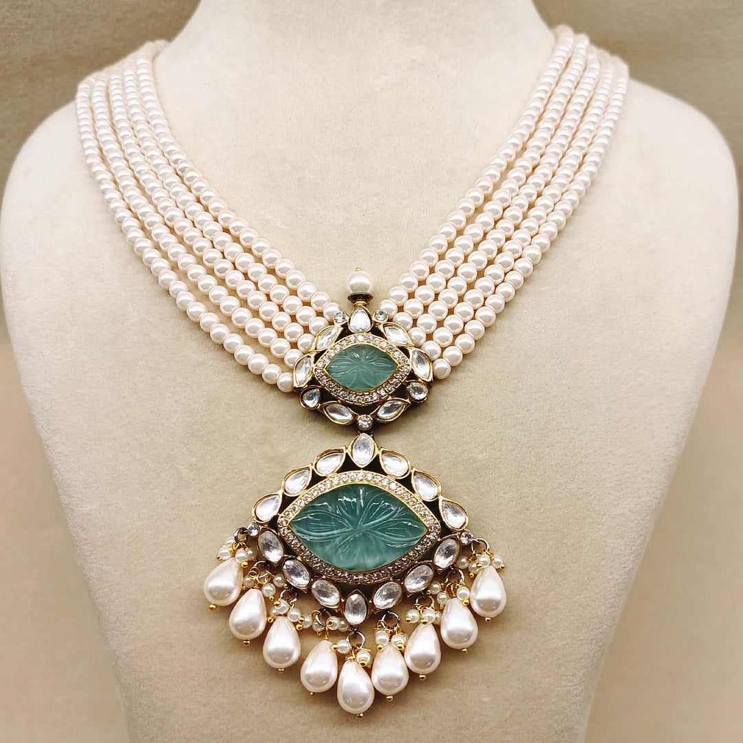 Rashida Mint Green Gold & Rhodium Plated Victorian Set