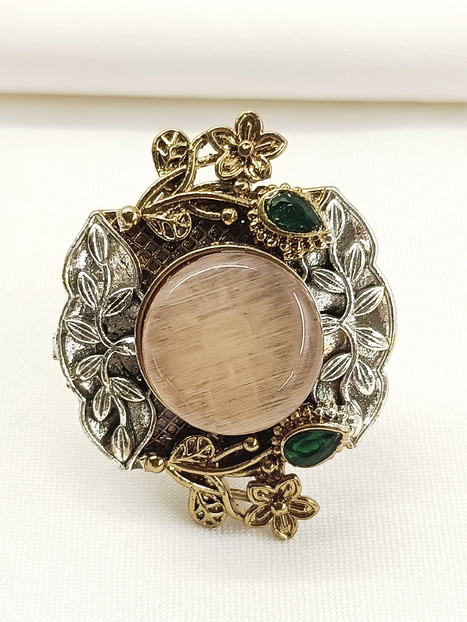 Oindrila Peach Oxidized Finger Ring