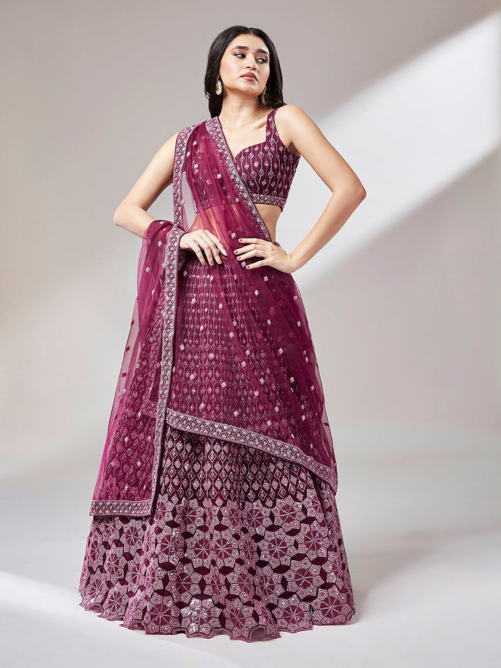 Heavy Sequins Embroidered Net Stitched Lehenga choli