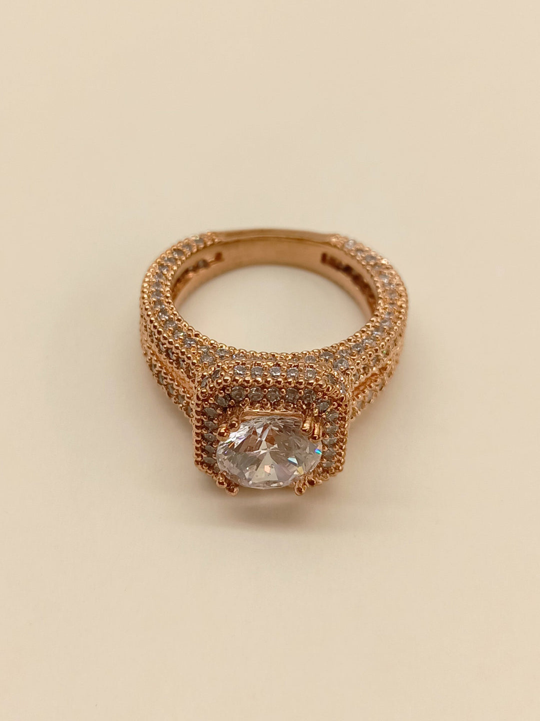  Stunning Aayaat American Diamond Finger Ring featuring a large central stone and delicate pave setting