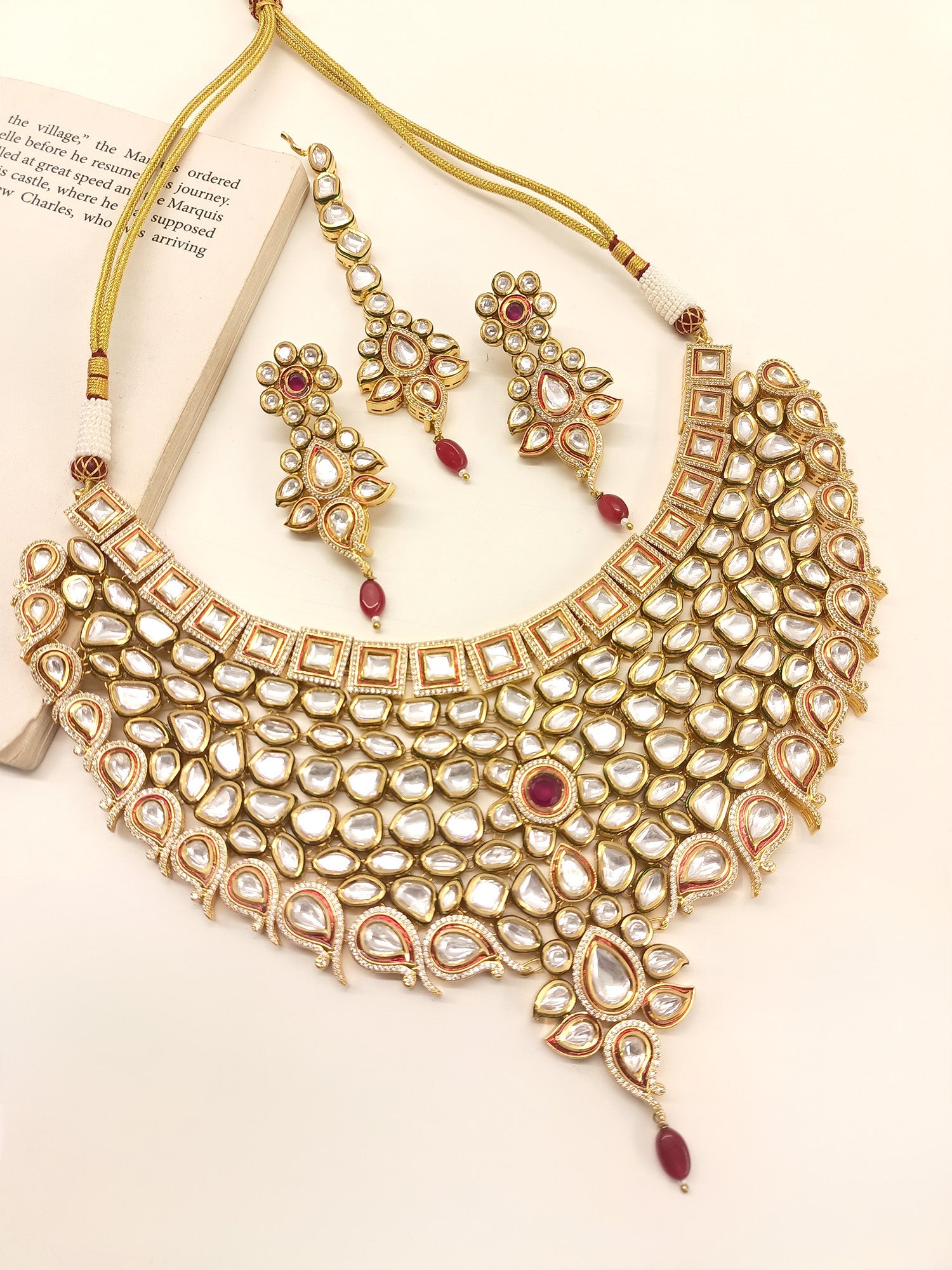 Sobita Ruby Kundan Necklace Set - qivii