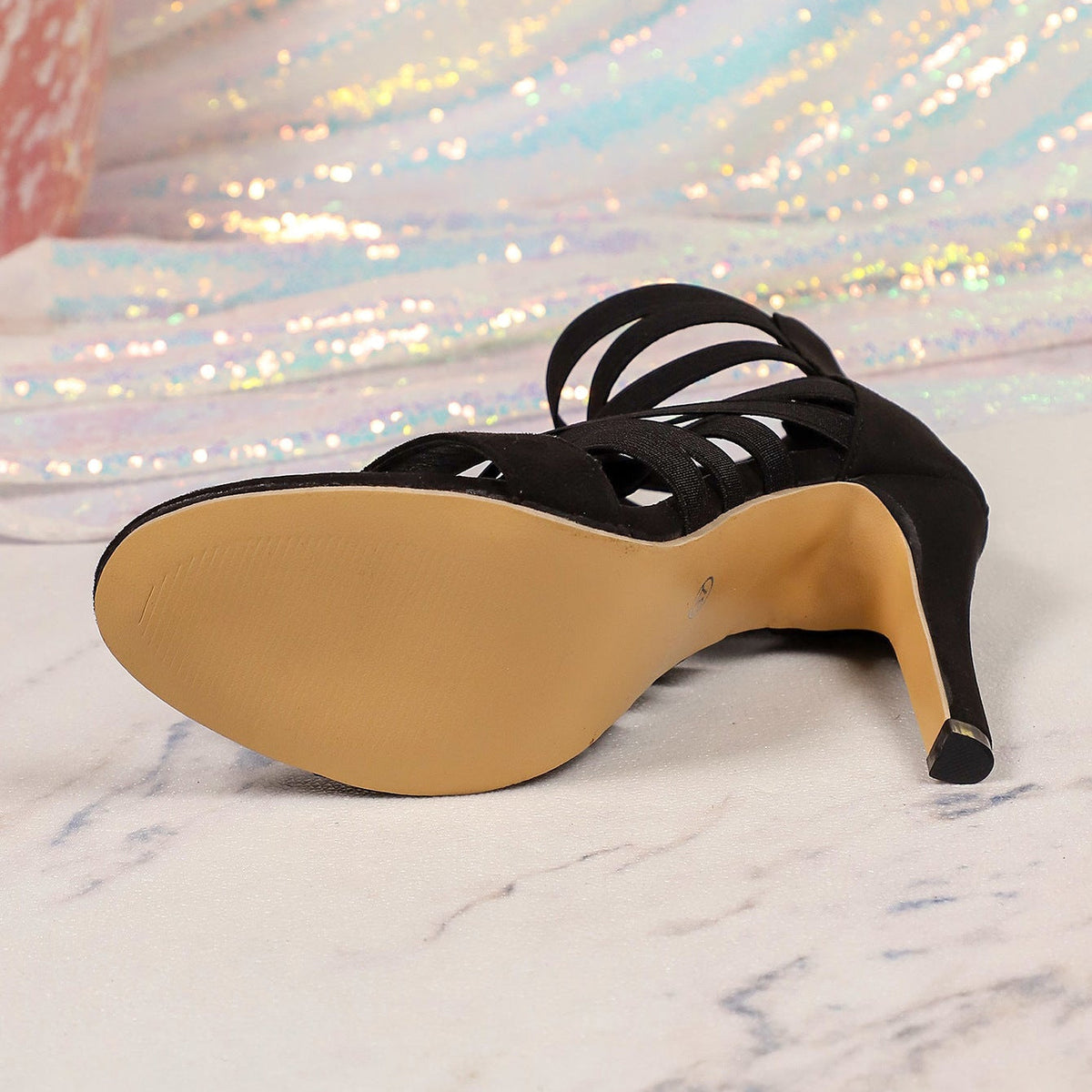 Women's Viresta Caged Stiletto Sandals - Crisscross Elastic Strap High Heel Dress Shoes (US 4-10.5)
