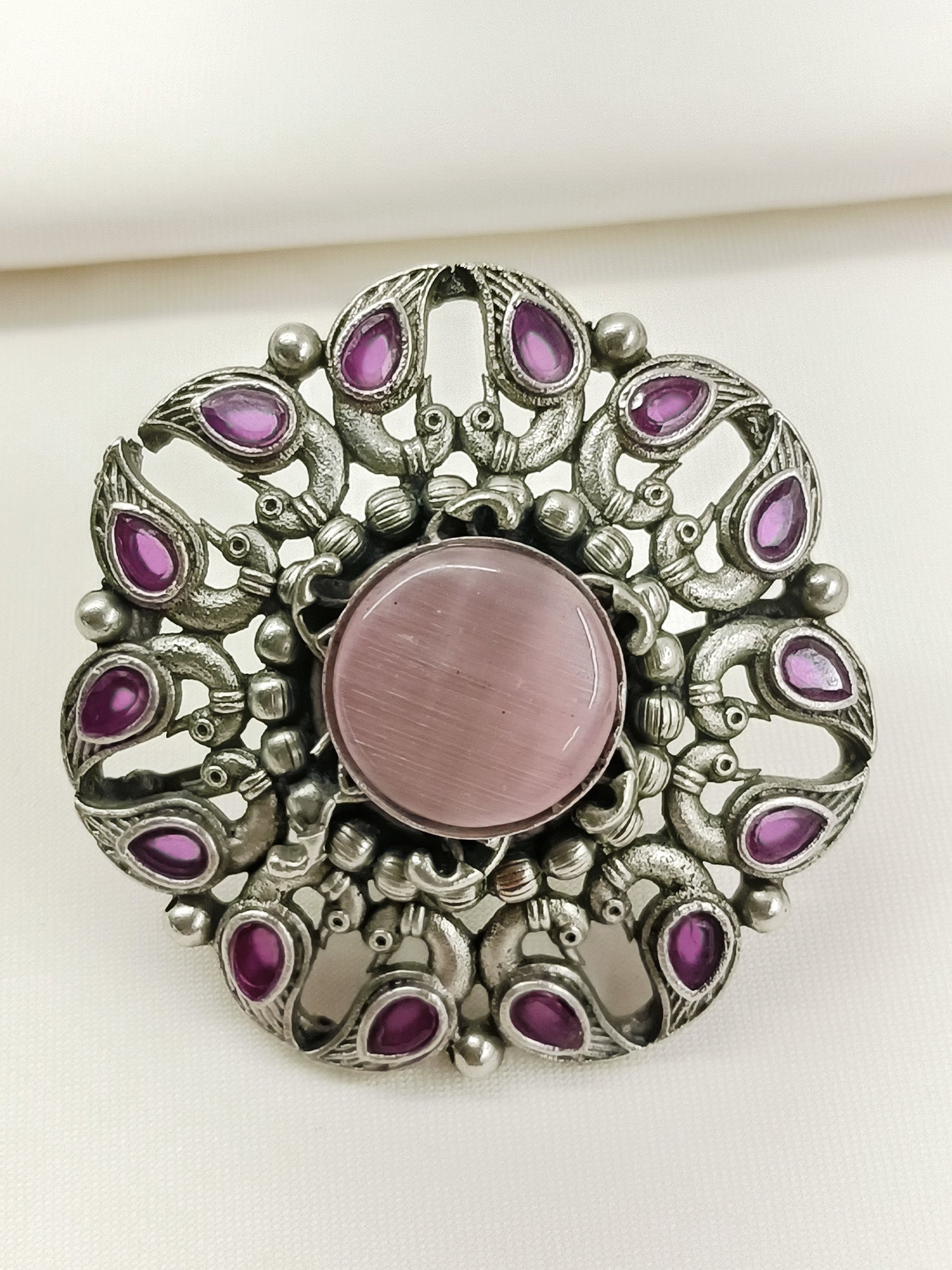 Xara Baby Pink Oxidized Finger Ring