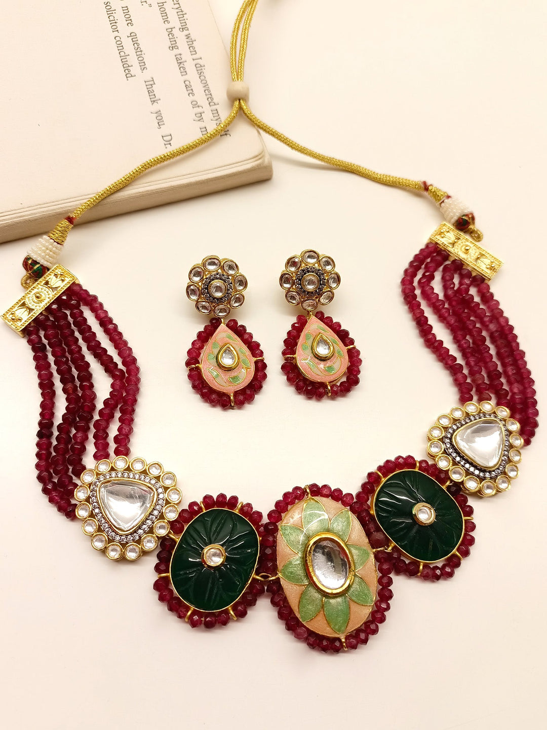 Zunaira R & G Meenakari Choker Set