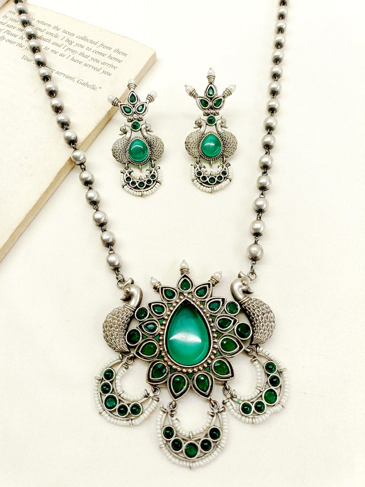 Flo Green Oxidized Necklace Set