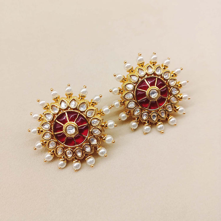 Kavita Maroon Gold Plated Kundan Tops