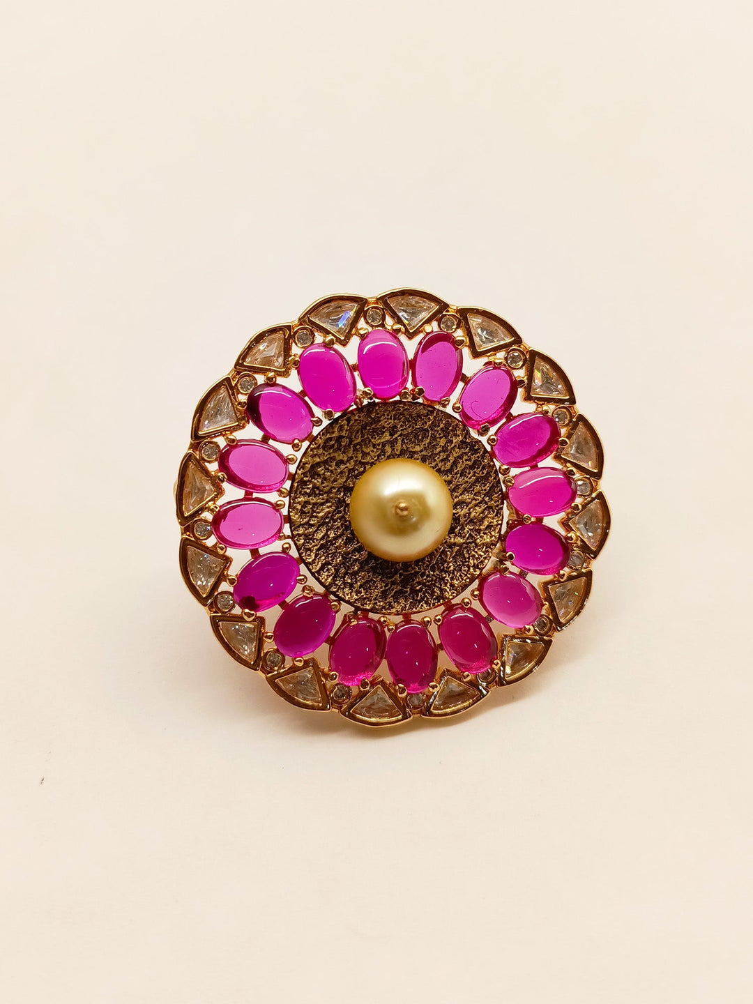 Gorgeous Issra Uncut Kunda Polki Finger Ring with Intricate Design