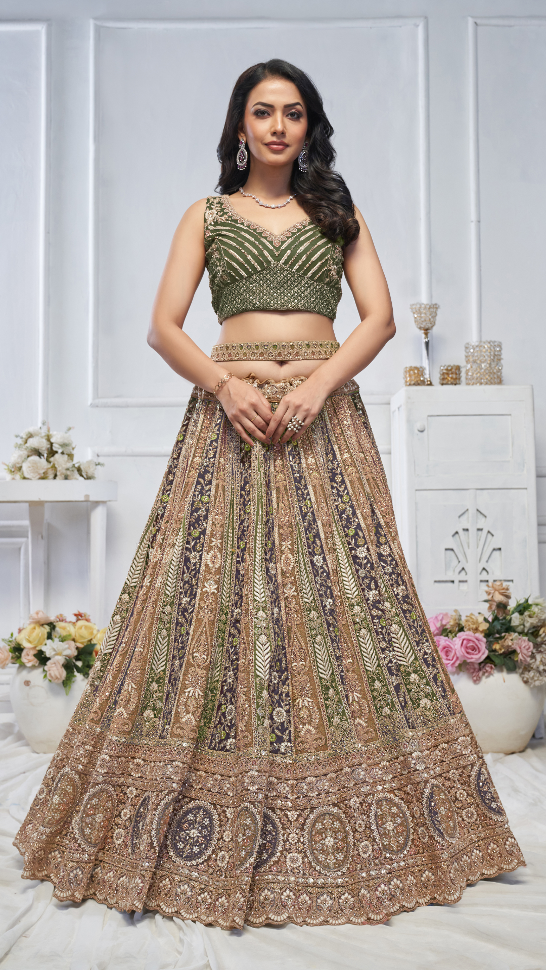 The Grandeur Green bridal lehenga