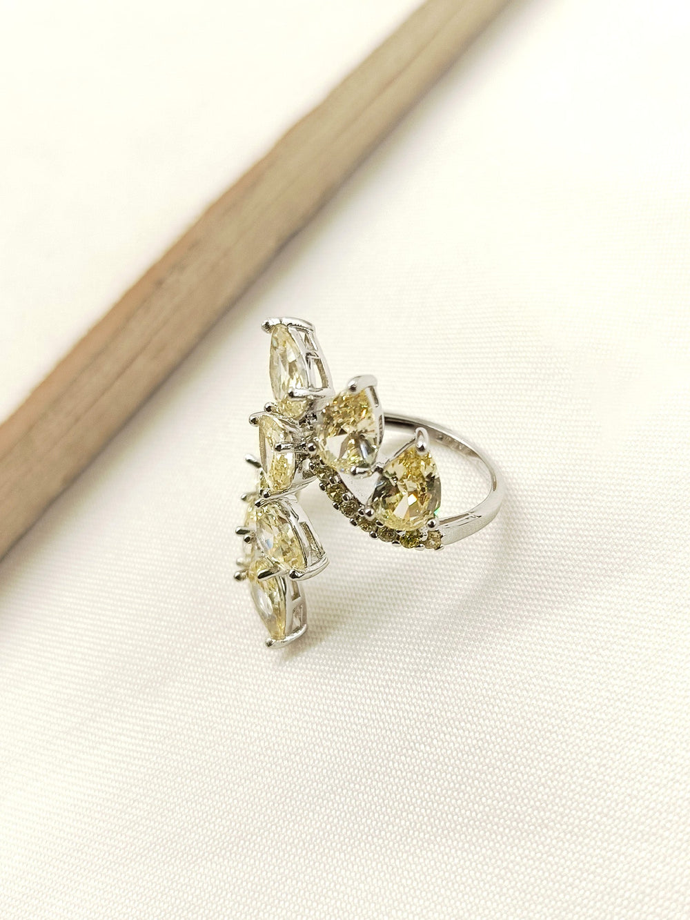  Elegant and stylish Prity Yellow American Diamond Finger Ring for a touch of luxury