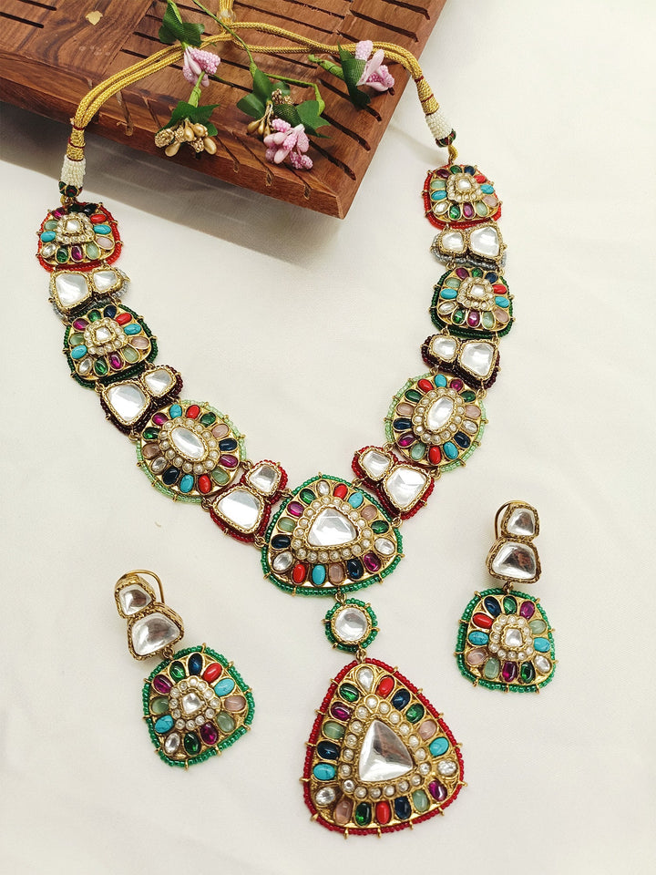 Nanda Navaratna Polki Necklace Set