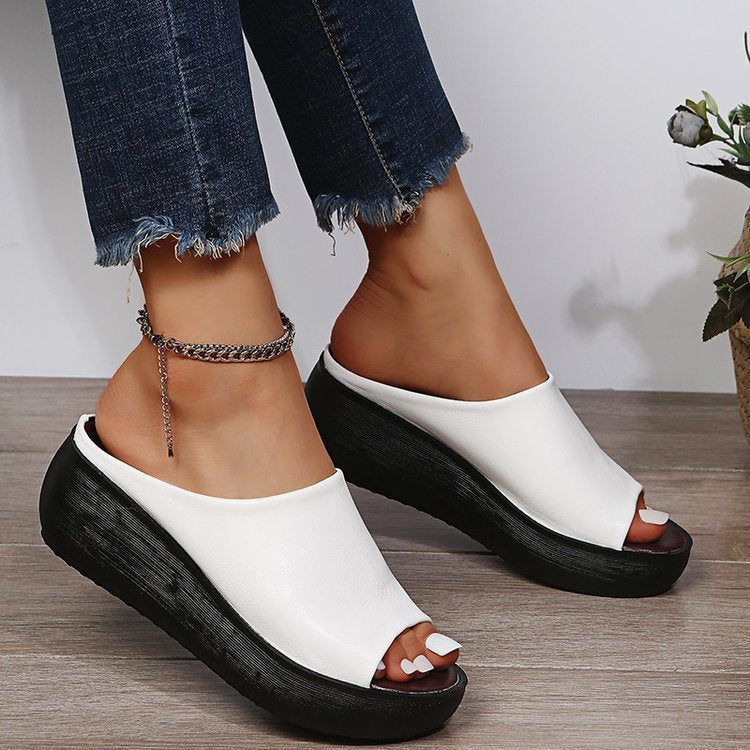 Women's Elowen Peep-Toe Platform Wedge Slide Sandals - Elevated Summer Comfort Slides (US 4-11)