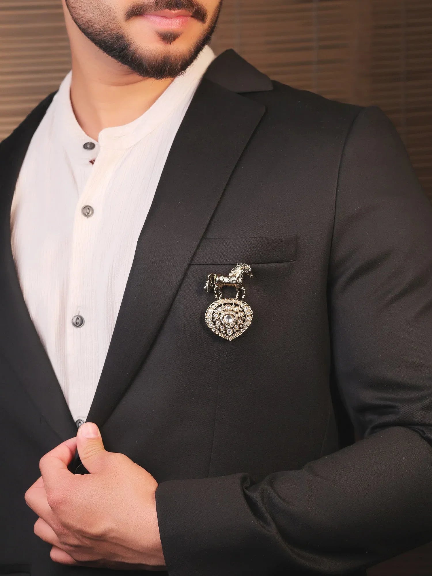 Atharva White Horse Brooch