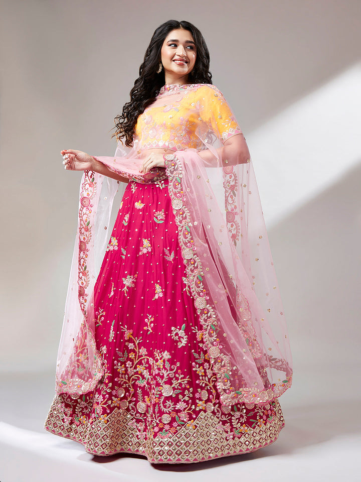 Pure Georgette Sequinse Work Stitched Lehenga