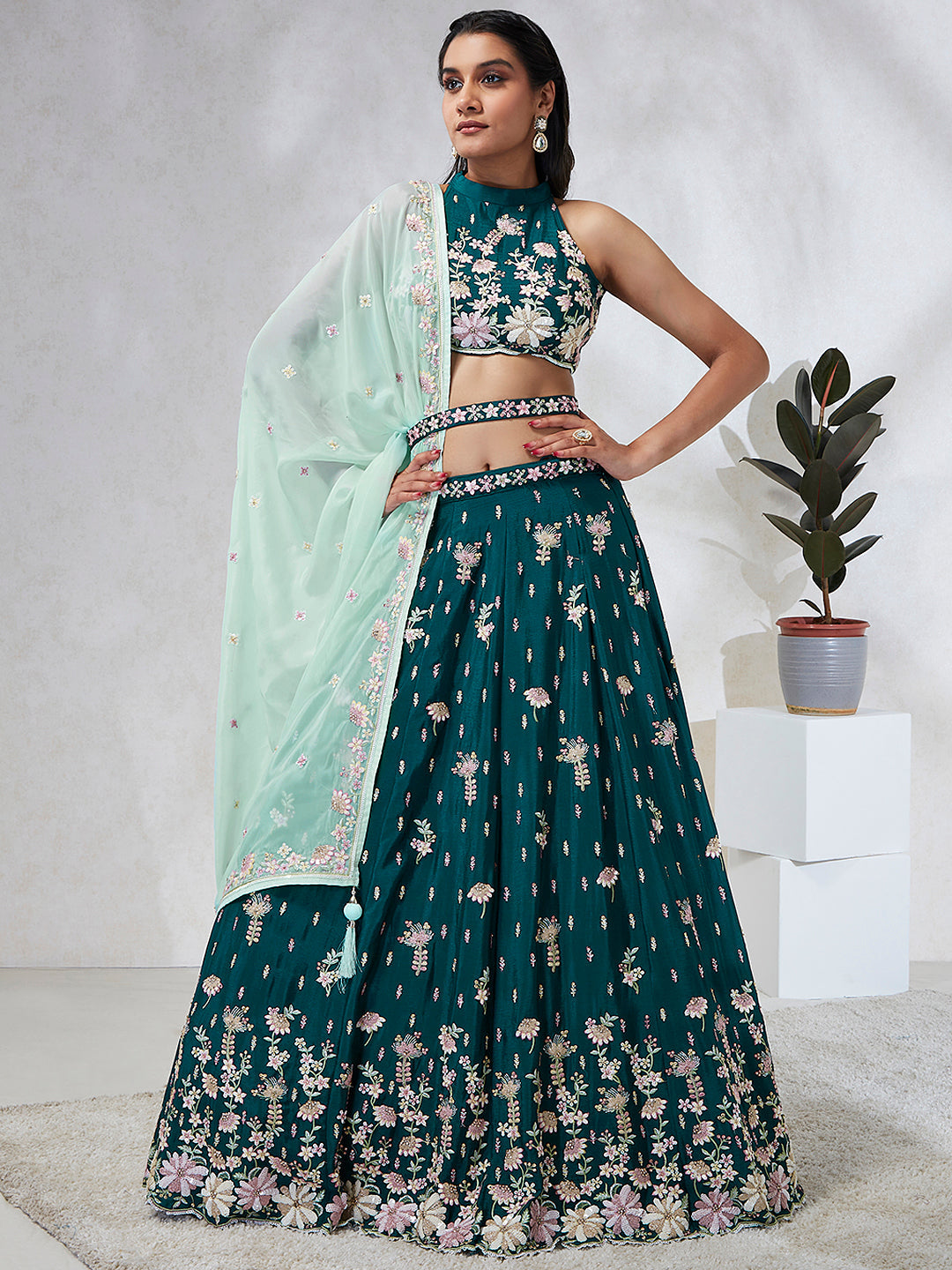 Georgette Sequins with Heavy Zarkan Embroidered Stitched Lehenga choli