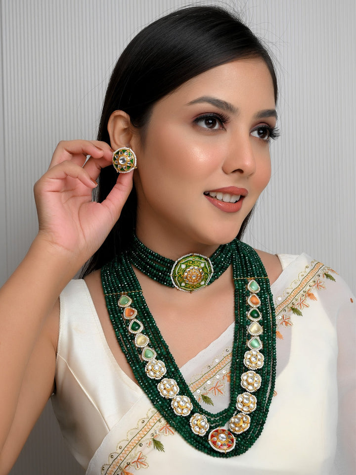 Araceli Green Kundan Set