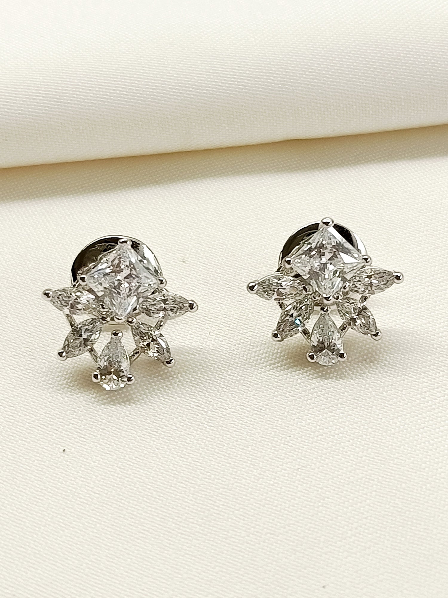 Riz 92.5 Silver Swarovski Stone Tops - qivii