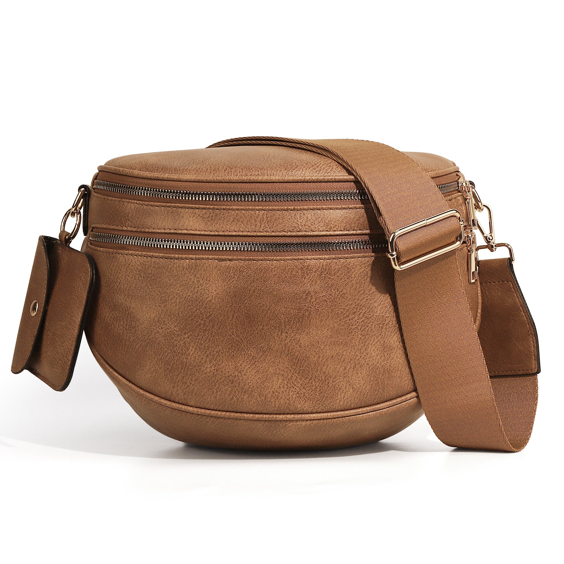 Ounamei Vegan Leather Crossbody Bum Bag for Women with Mini Pouch | Small & Large Sizes