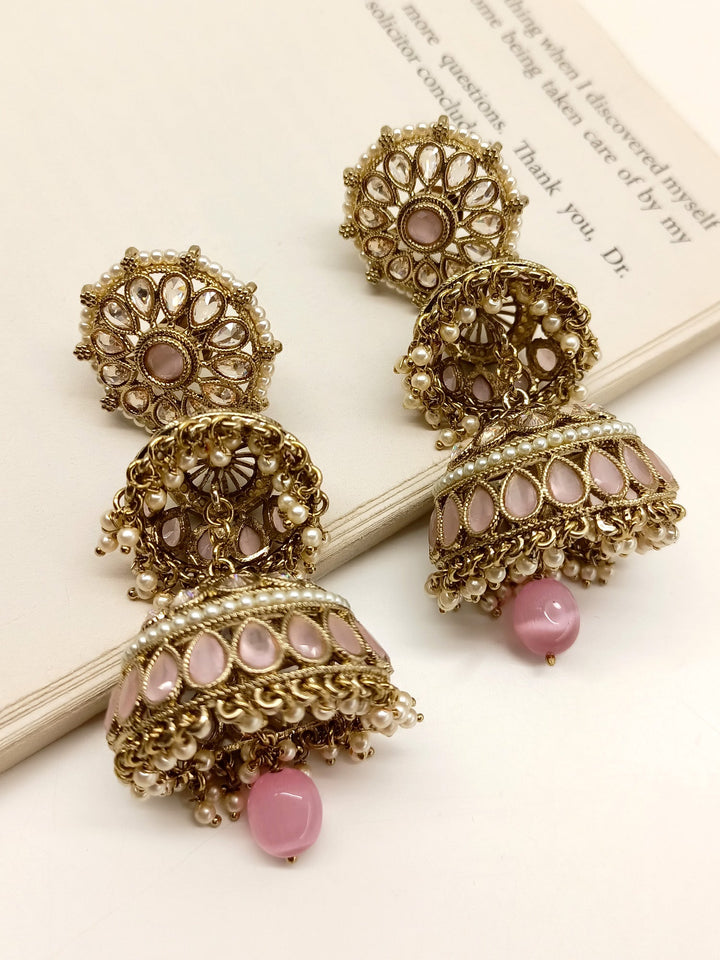 Tess Baby Pink Polki Jhumki