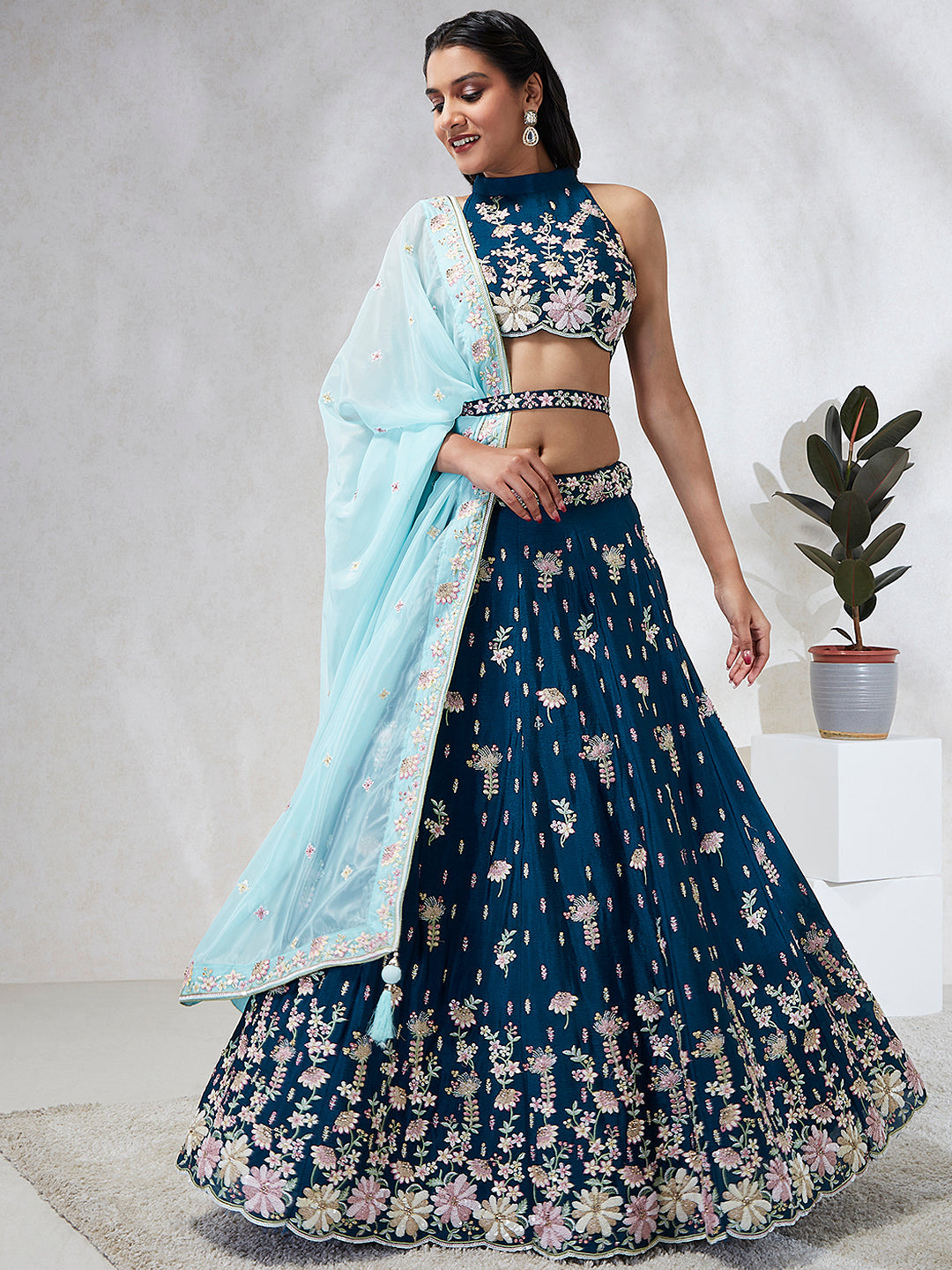 Georgette Sequins with Heavy Zarkan Embroidered Stitched Lehenga choli