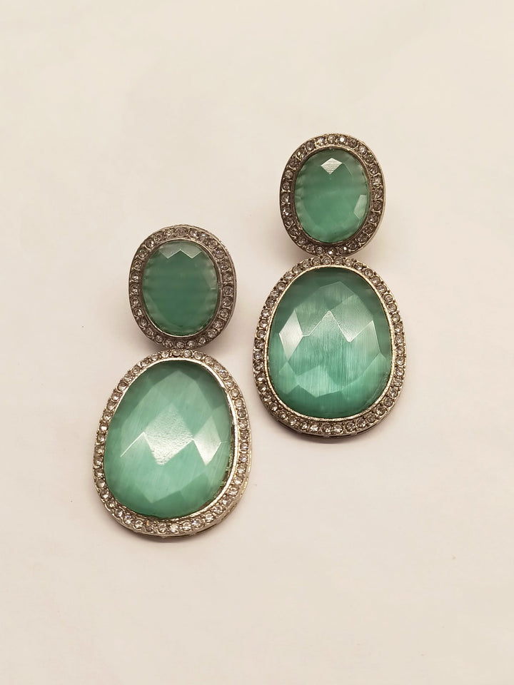 Sandhya Western Earrings In Mint Green