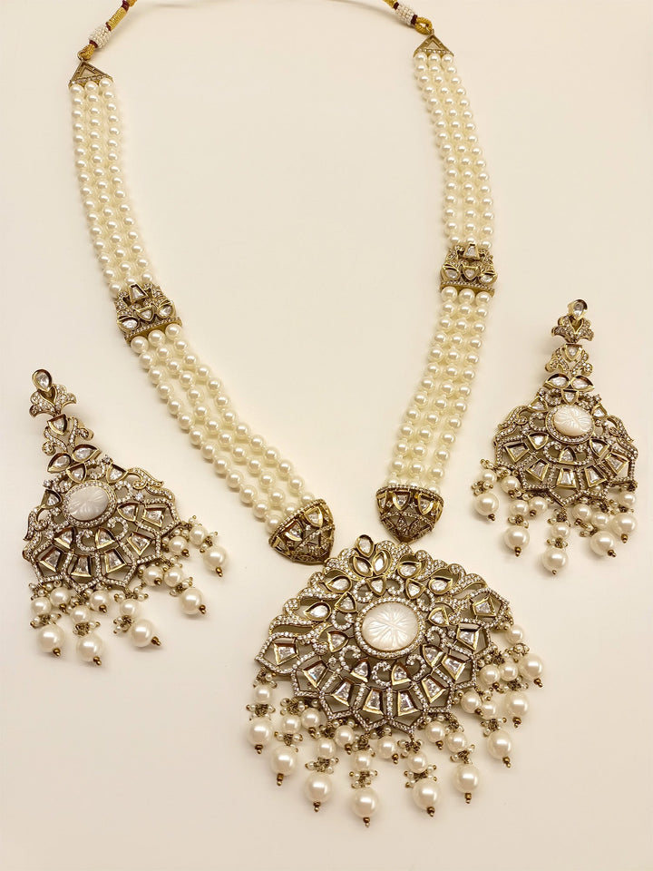 Shubhika Kundan Polki Long Necklace Set