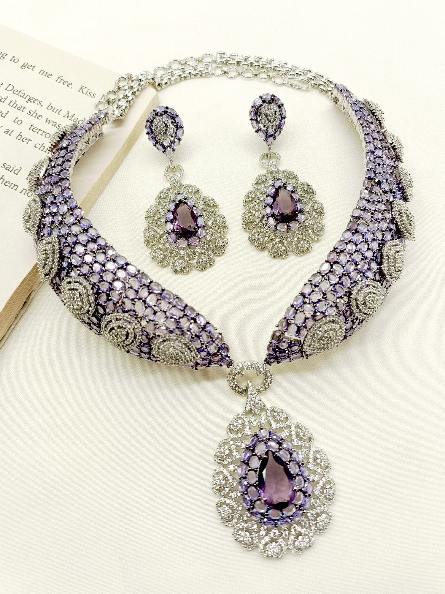 Ameliya Lavender American Diamond Set - qivii