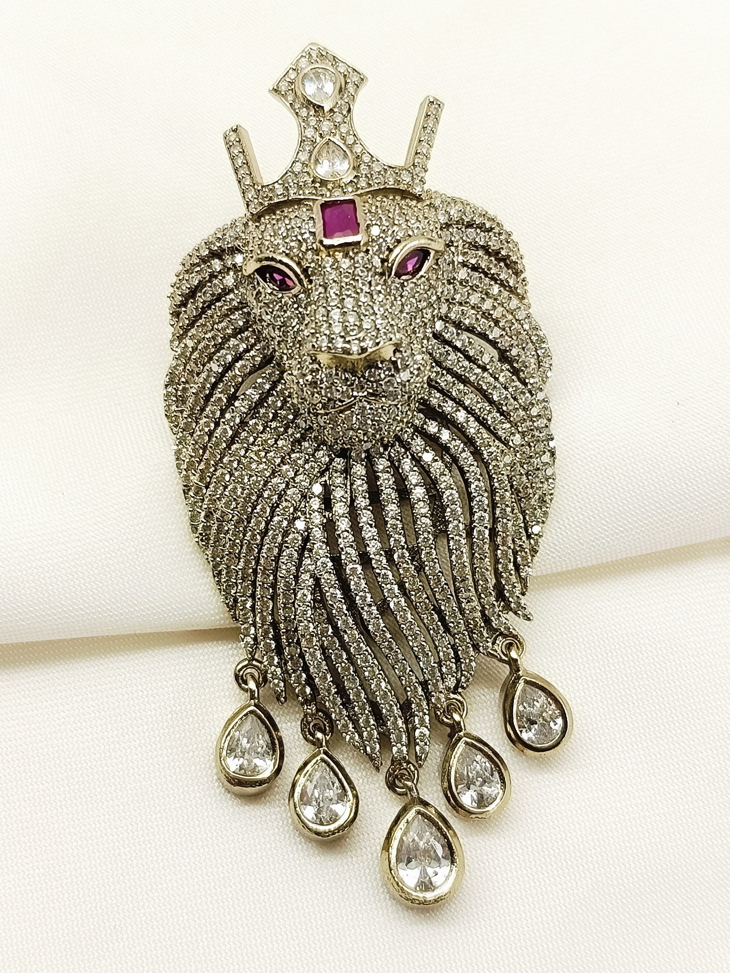 Amol Ruby Lion Brooch