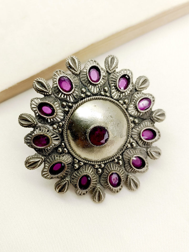 Azeen Ruby Oxidized Finger Ring