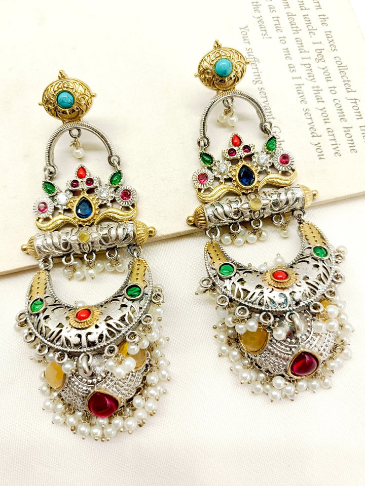 Prishi Multi Colour Oxidized Jhumki