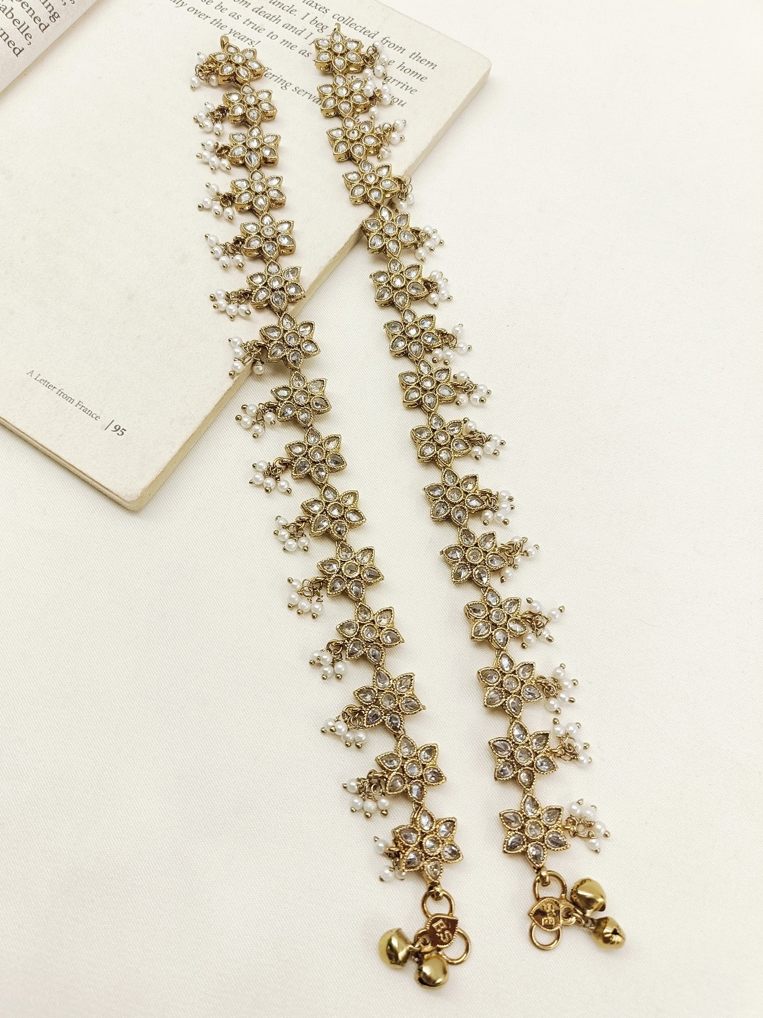 Vinaya White Pearl Polki Anklet