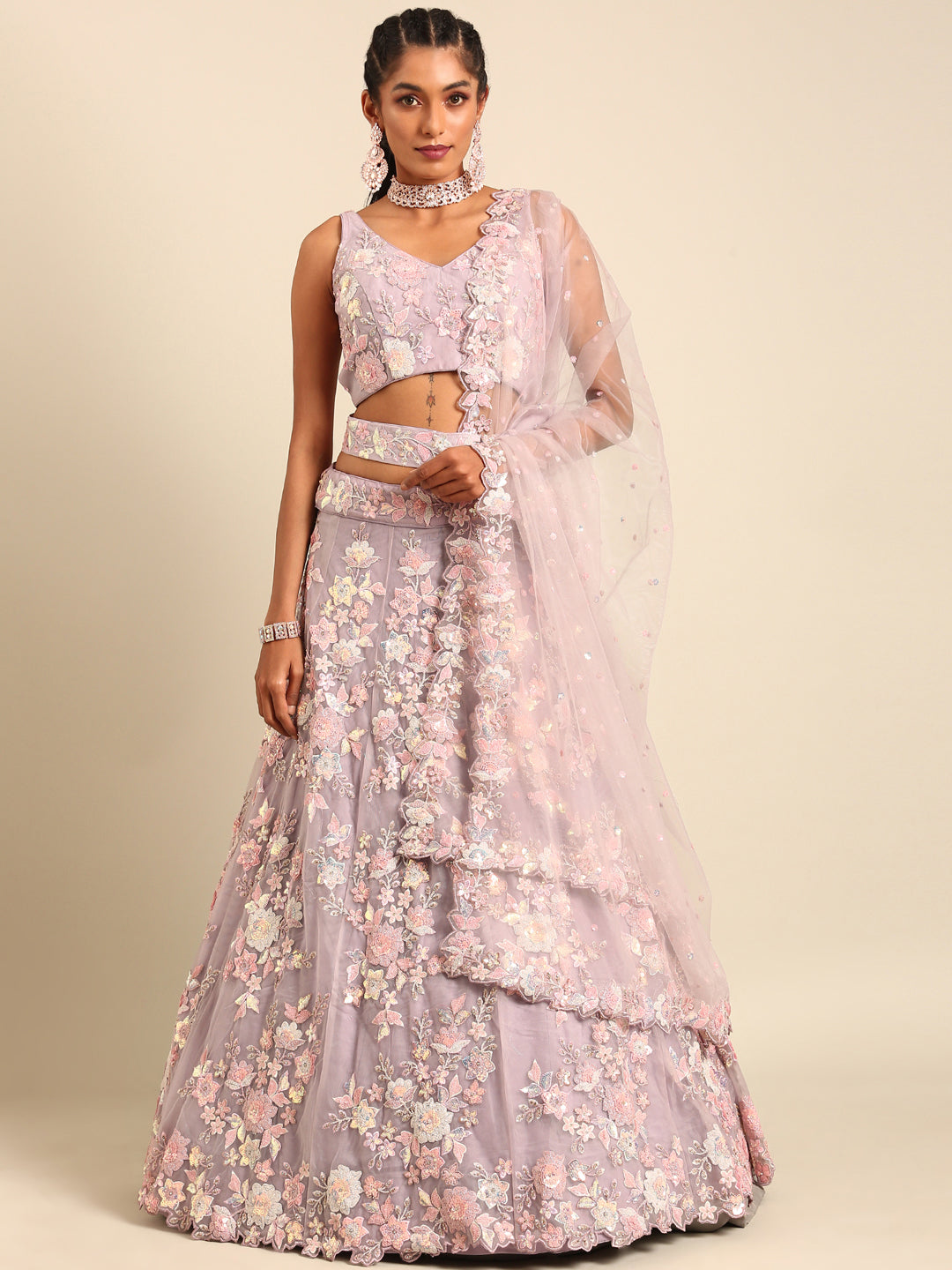 Heavy Zarkans Embroidered Net Stitched Bridal Lehenga choli