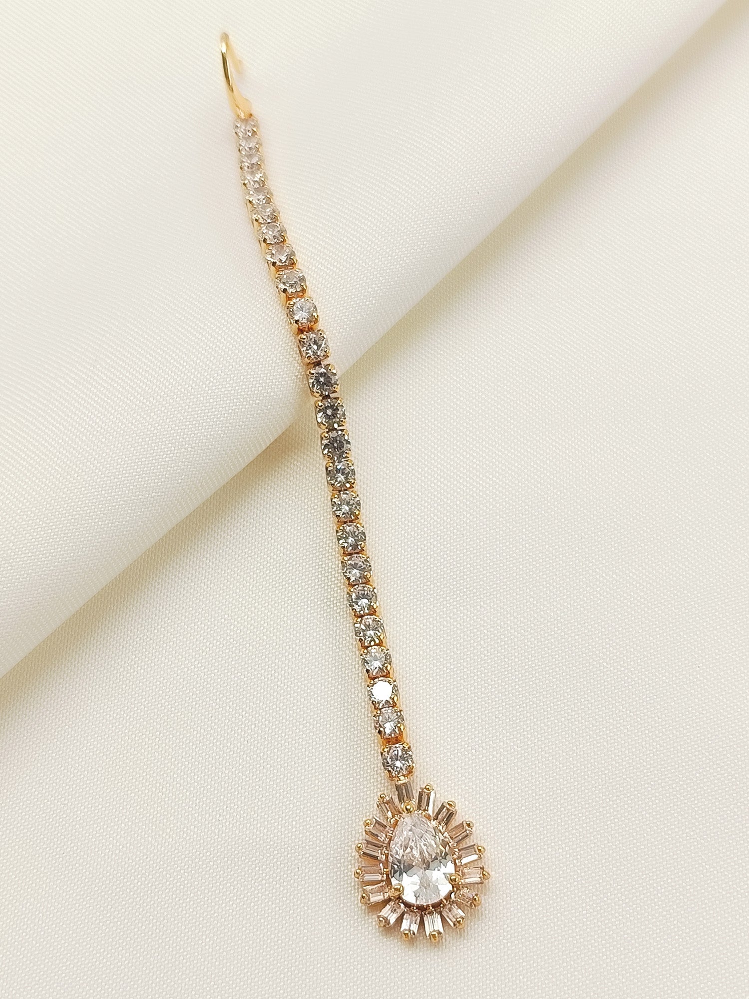 Srimati White American Diamond Teeka