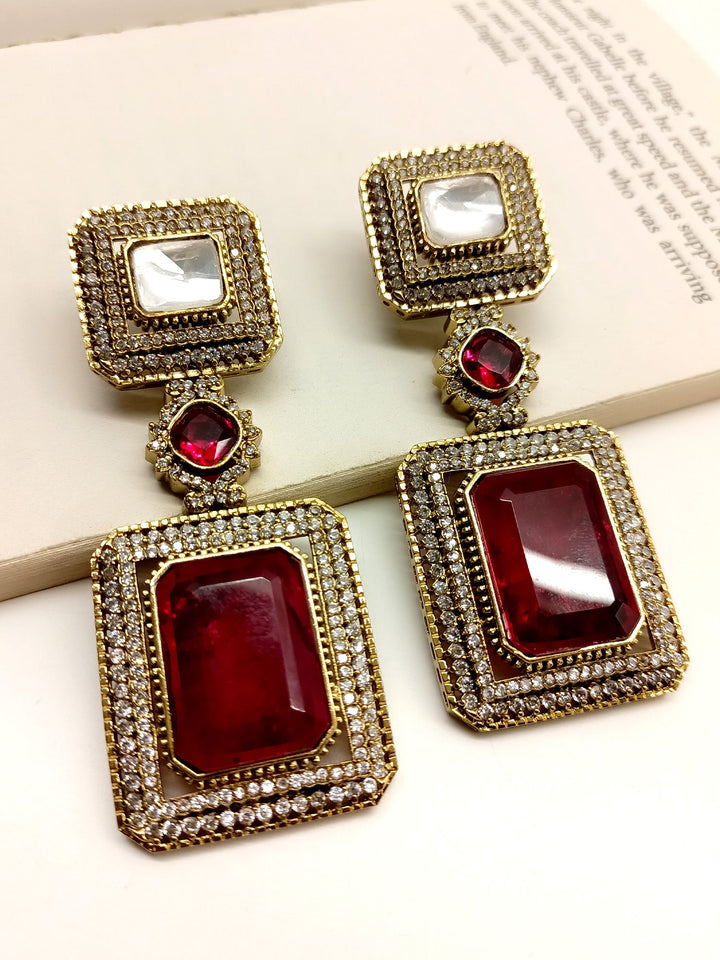 Aadita Maroon Victorian Earrings