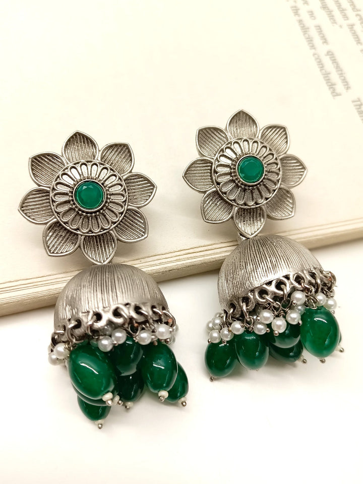 Ati Green Oxidized Jhumki